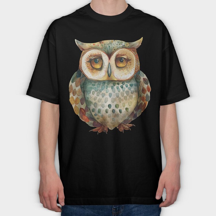 Woodland Owl Art, Tricou Oversize Barbati (Unisex)