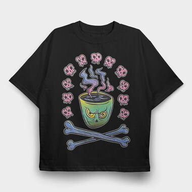 Evil Coffee Mug Bones, Tricou Oversize Barbati (Unisex)