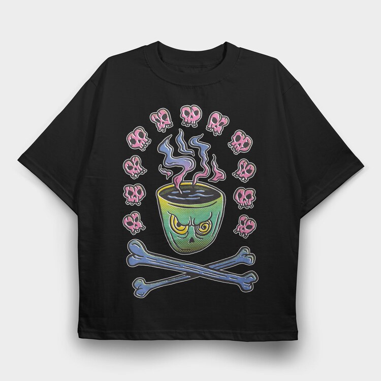 Evil Coffee Mug Bones, Tricou Oversize Barbati (Unisex)