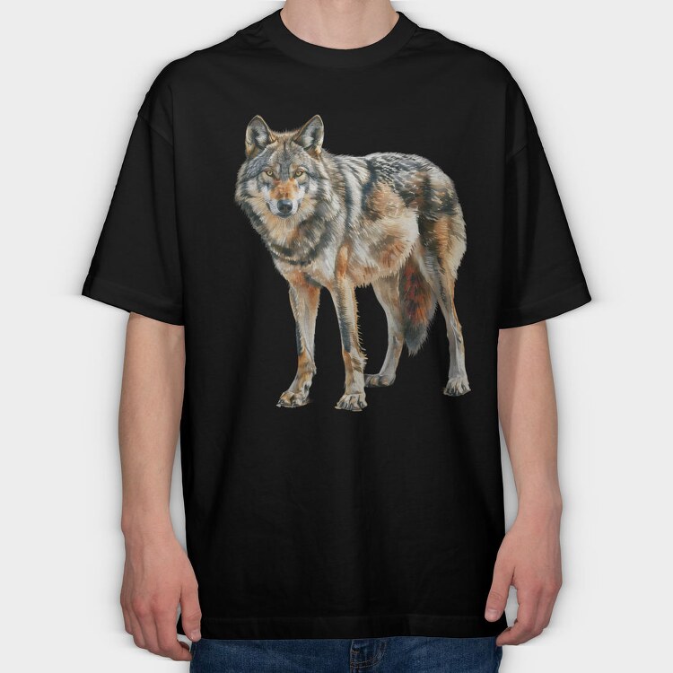 Wolf Standing Wild, Tricou Oversize Barbati (Unisex)