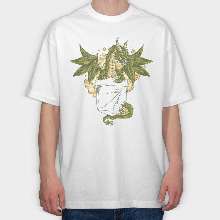 Dragon In Pocket, Tricou Oversize Barbati (Unisex)