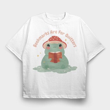 Frog Reading Book Cute, Tricou Oversize Barbati (Unisex)