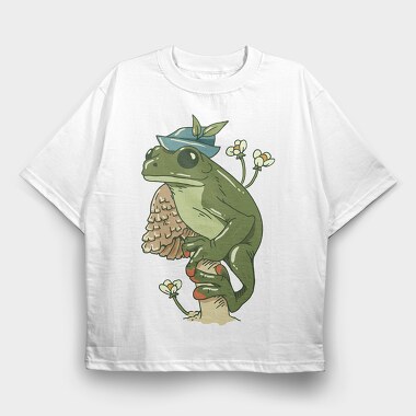 Froggy Flower Hat, Tricou Oversize Barbati (Unisex)