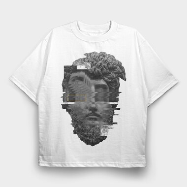 Frontal Glitched Statue Glitch 5, Tricou Oversize Barbati (Unisex)