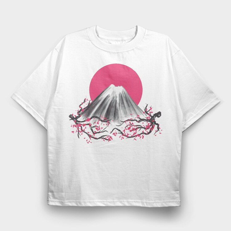 Fuji Mountain Japanese Nature, Tricou Oversize Barbati (Unisex)