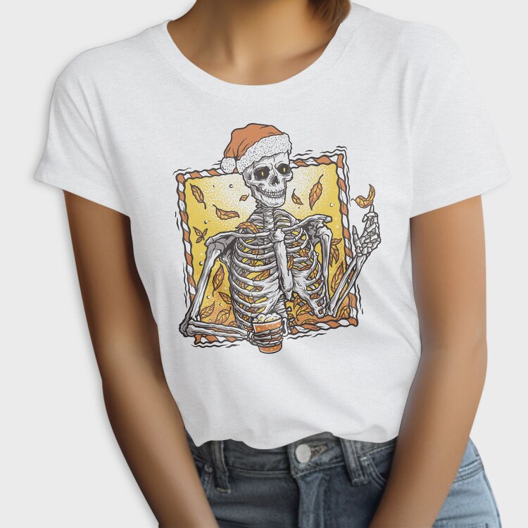 Christmas Skeleton Fall Autumn Leaves Skuelleton, Tricou Femei