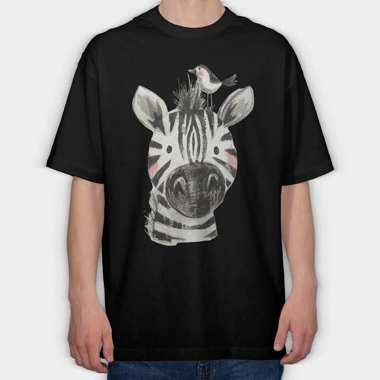 Zebra Bird Stack, Tricou Oversize Barbati (Unisex)