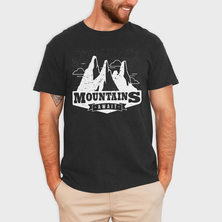 Mountains Await 05, Tricou Barbati (Unisex)
