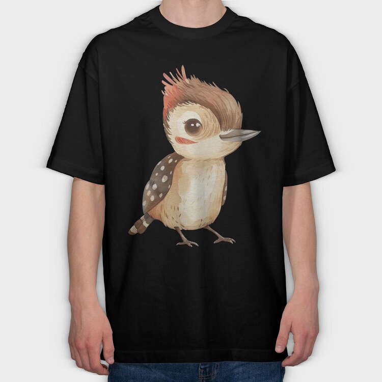 Woodpecker Feathered, Tricou Oversize Barbati (Unisex)