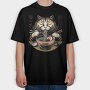 Japanese Cat Ramen 2, Tricou Oversize Barbati (Unisex)