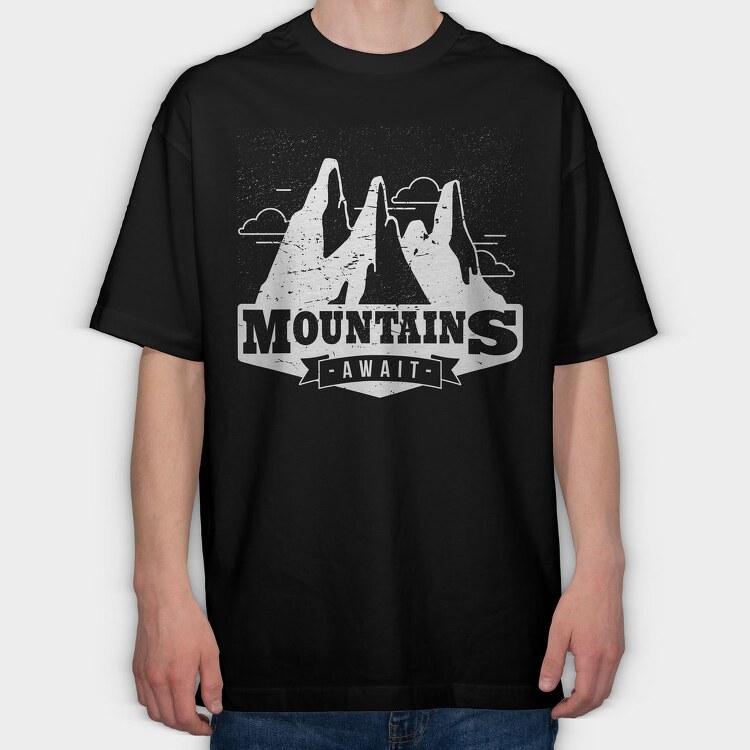 Mountains Await 05, Tricou Oversize Barbati (Unisex)