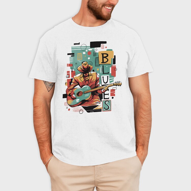 Blues Musician Abstract Music, Tricou Barbati (Unisex)