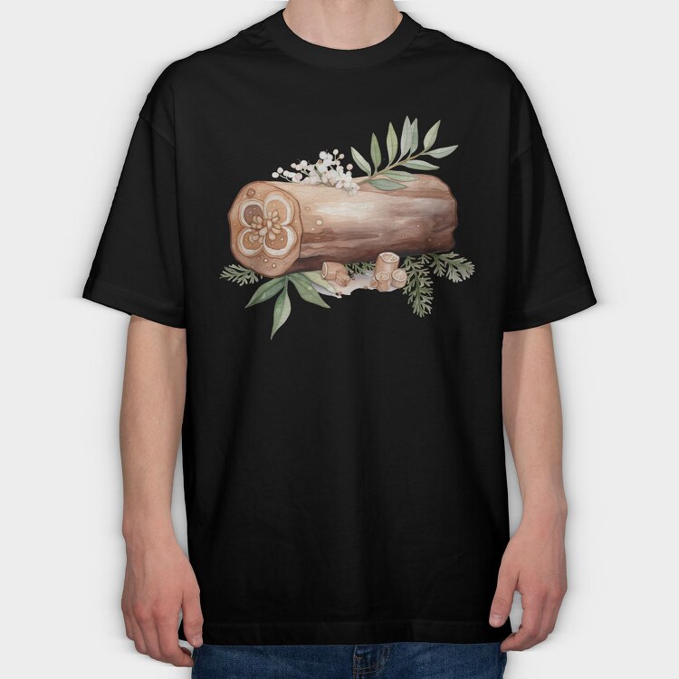 Woodland Christmas Stump, Tricou Oversize Barbati (Unisex)
