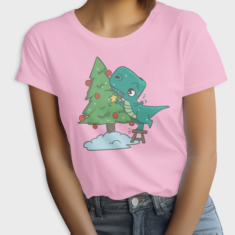 Christmas T Rex And Tree Chistmas, Tricou Femei