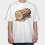 Wood Log Sawdust, Tricou Oversize Barbati (Unisex)