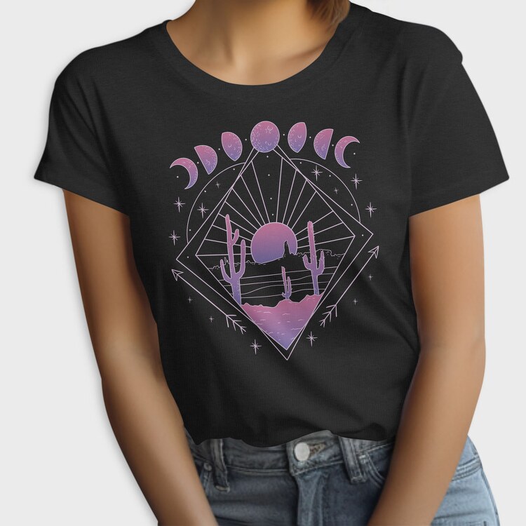 Boho Moon Phases, Tricou Femei