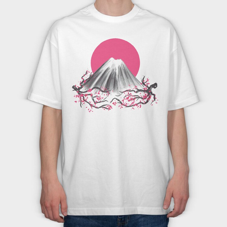 Fuji Mountain Japanese Nature, Tricou Oversize Barbati (Unisex)