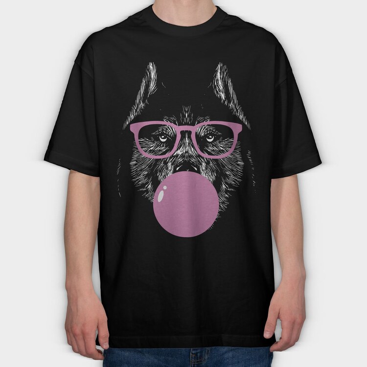 Husky Sungalsses Bubblegum Monochrome, Tricou Oversize Barbati (Unisex)