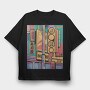 Japanese City Colorful, Tricou Oversize Barbati (Unisex)