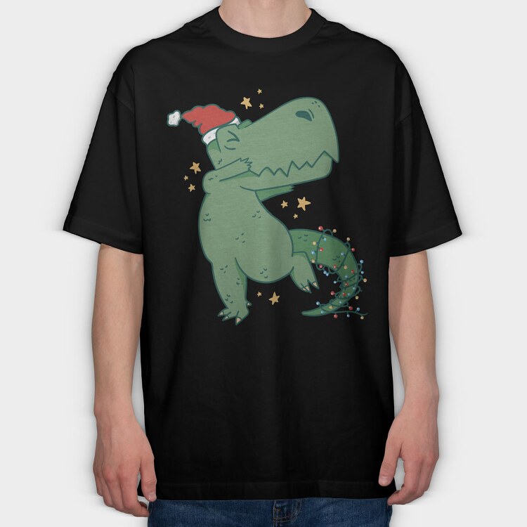 Christmas T Rex Fun Dab, Tricou Oversize Barbati (Unisex)