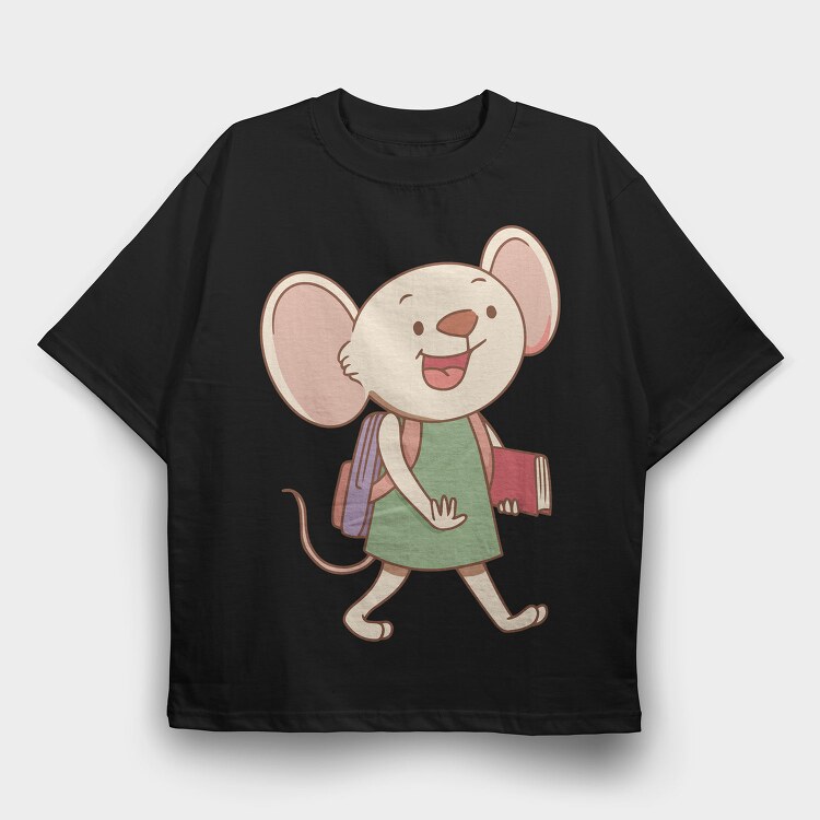 Mouse School Buddy, Tricou Oversize Barbati (Unisex)