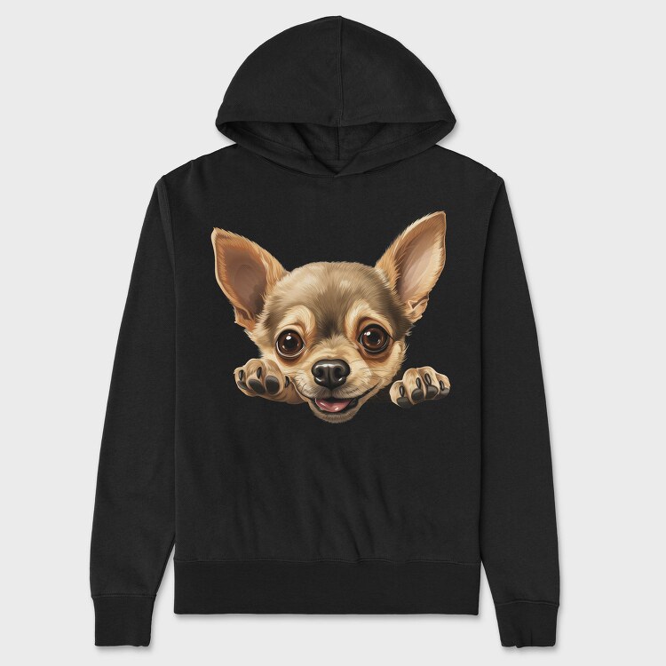 Chihuahua Peeking, Hanorac Oversize Barbati (Unisex)