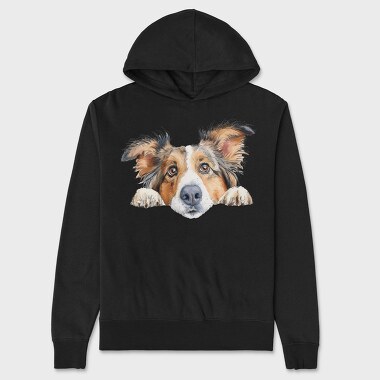 Collie Peeking Face, Hanorac Oversize Barbati (Unisex)