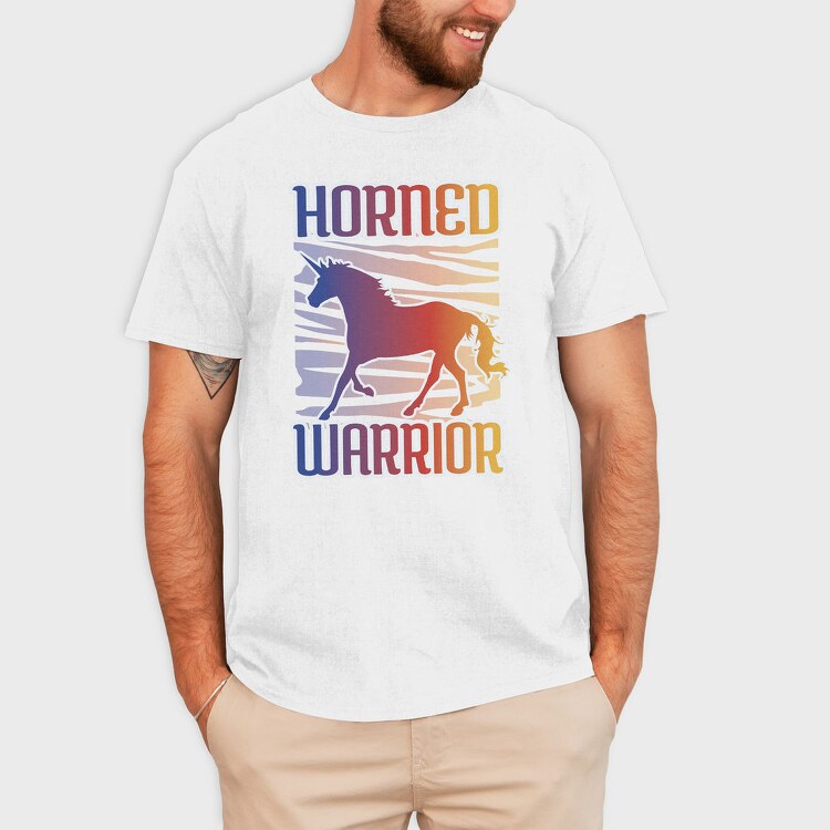 Horned Warrior Unicorn Animal Sunset, Tricou Barbati (Unisex)