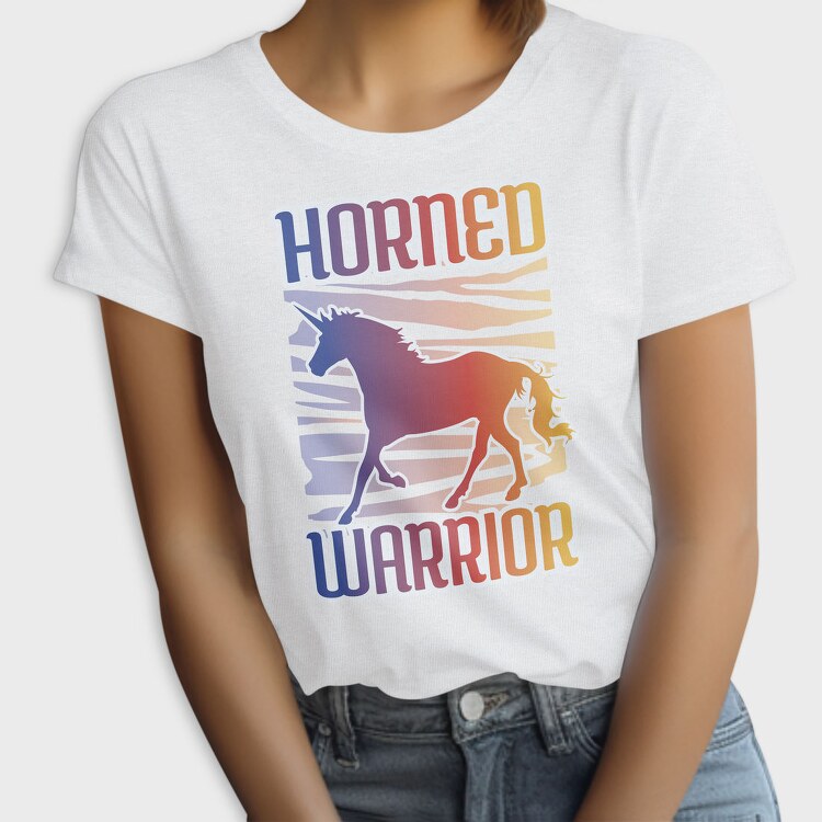 Horned Warrior Unicorn Animal Sunset, Tricou Femei
