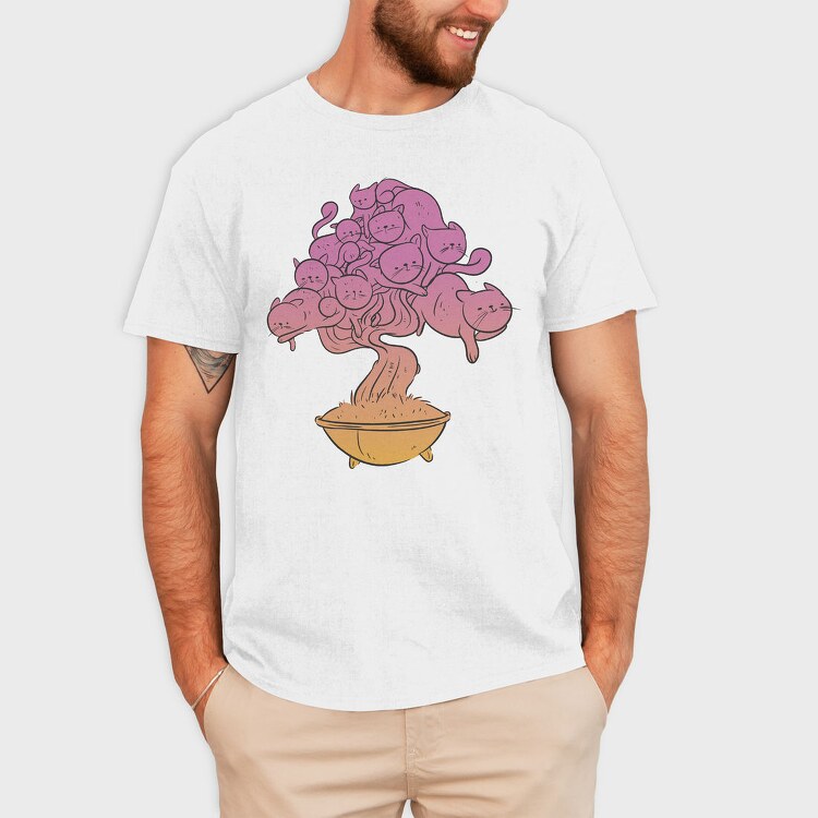 Bonsai Cat Tree, Tricou Barbati (Unisex)