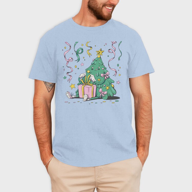 Christmas Tree New Year Character Present Pillow, Tricou Barbati (Unisex)