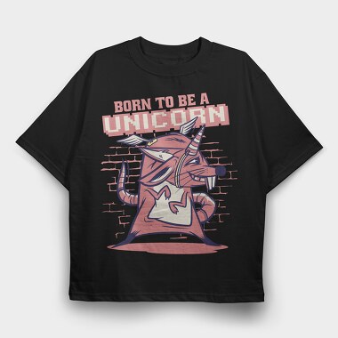 Mouse With Unicorn Horn And Wings, Tricou Oversize Barbati (Unisex)