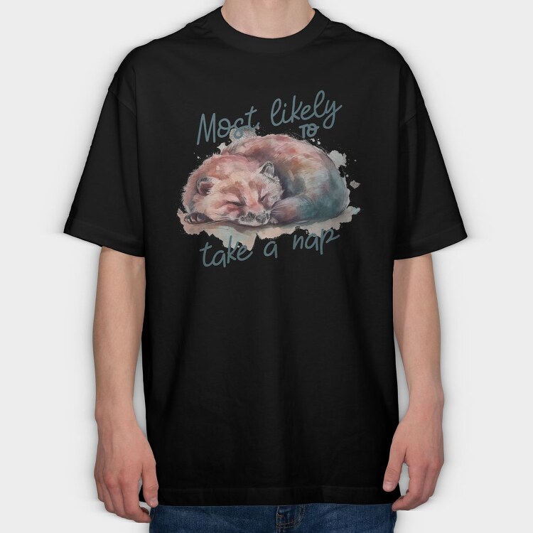 Red Panda Taking A Nap, Tricou Oversize Barbati (Unisex)