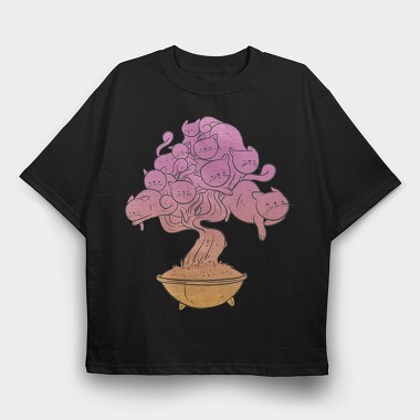 Bonsai Cat Tree, Tricou Oversize Barbati (Unisex)