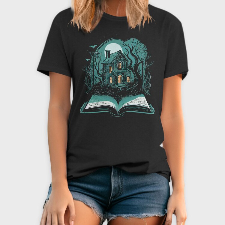 Book And Haunted House, Tricou Barbati (Unisex)