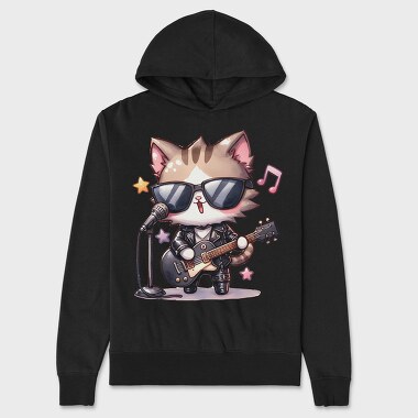 Chibi Cat Musician, Hanorac Oversize Barbati (Unisex)