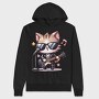 Chibi Cat Musician, Hanorac Oversize Barbati (Unisex)