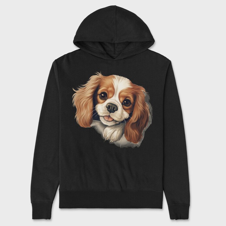 Cavalier Peeking Face, Hanorac Oversize Barbati (Unisex)