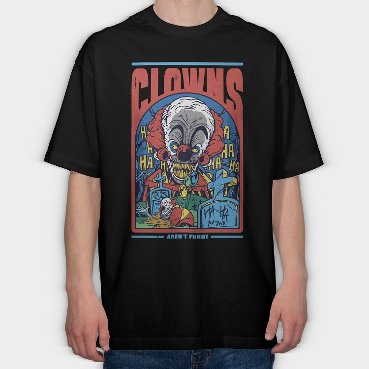 Horror Clown Clowns No Funny, Tricou Oversize Barbati (Unisex)