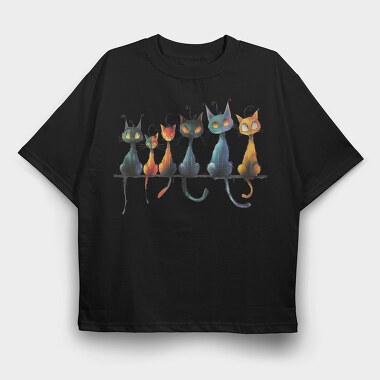 Colorful Cat Group, Tricou Oversize Barbati (Unisex)