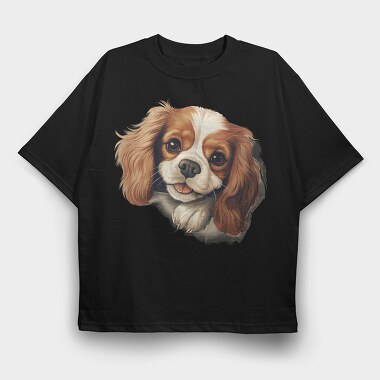 Cavalier Peeking Face, Tricou Oversize Barbati (Unisex)