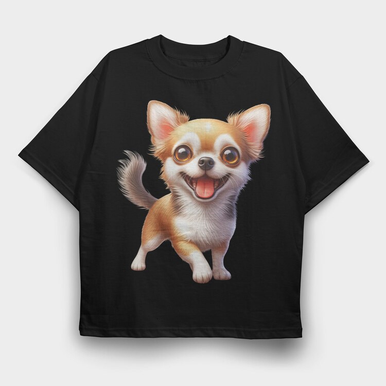 Chihuahua Smile Icon, Tricou Oversize Barbati (Unisex)