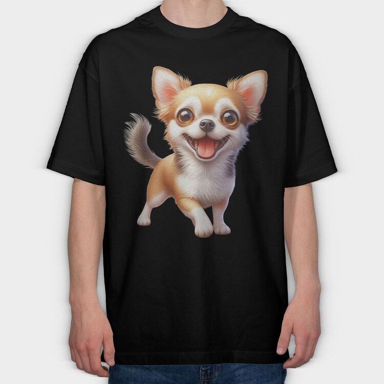 Chihuahua Smile Icon, Tricou Oversize Barbati (Unisex)