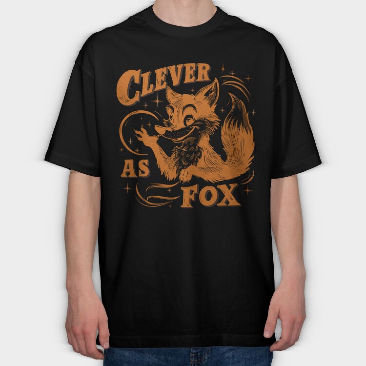 Clever Fox Slogan, Tricou Oversize Barbati (Unisex)