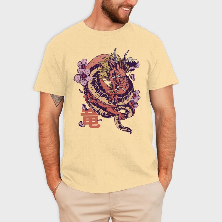Japanese Dragon Sakura Blossom, Tricou Barbati (Unisex)