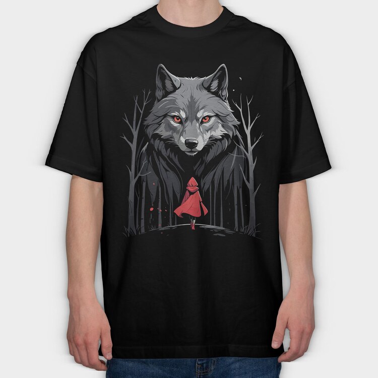 Red Riding Hood Walking Towards Wolf, Tricou Oversize Barbati (Unisex)