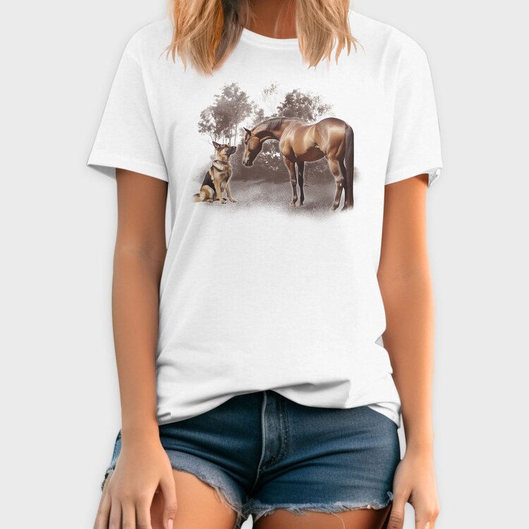 Horse And German Shepherd, Tricou Barbati (Unisex)