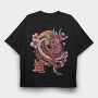 Japanese Dragon Sakura Blossom, Tricou Oversize Barbati (Unisex)