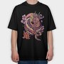 Japanese Dragon Sakura Blossom, Tricou Oversize Barbati (Unisex)