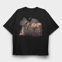 Horse And German Shepherd, Tricou Oversize Barbati (Unisex)